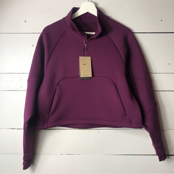 NWT Nike Women's Dri-FIT Prima 1/2-Zip Training Тор in Bordeaux Size Small - Picture 3 of 11
